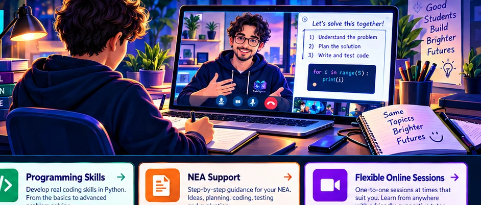 Student learning online with a supportive Computer Science tutor